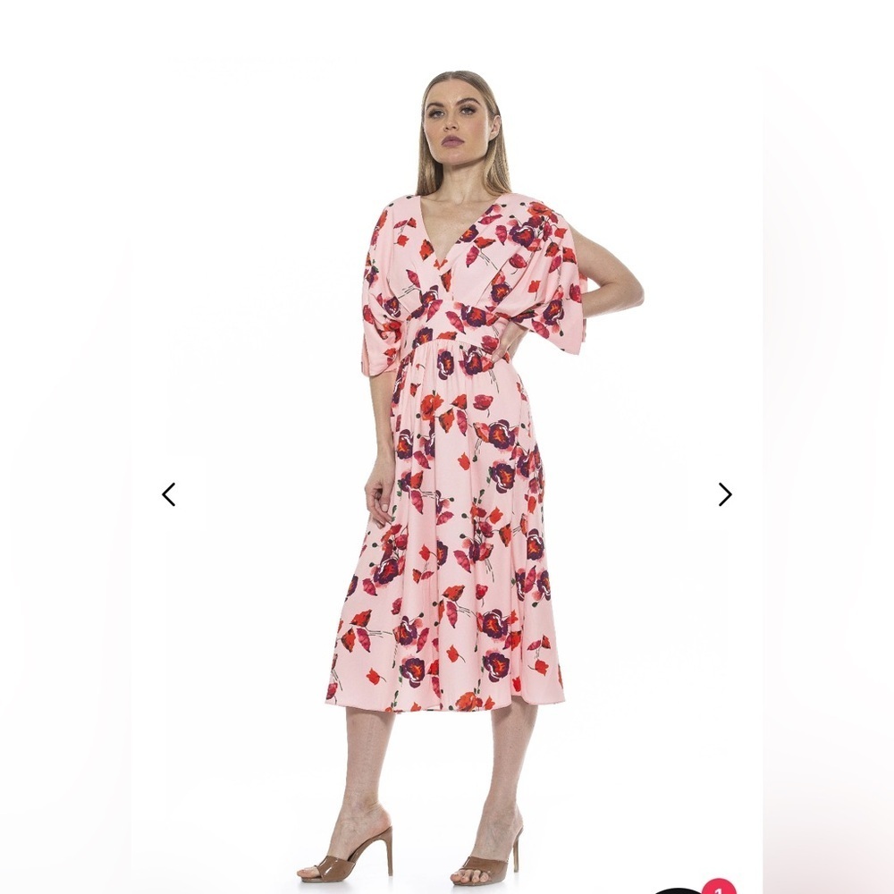 Alexia Admor August Spilt Sleeves Dress Midi Flowy Size 10